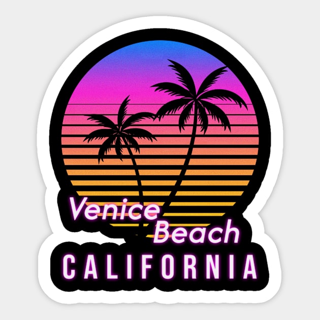 Venice Beach California Pink Cyberpunk Retro Style Sticker by BarbaraShirts